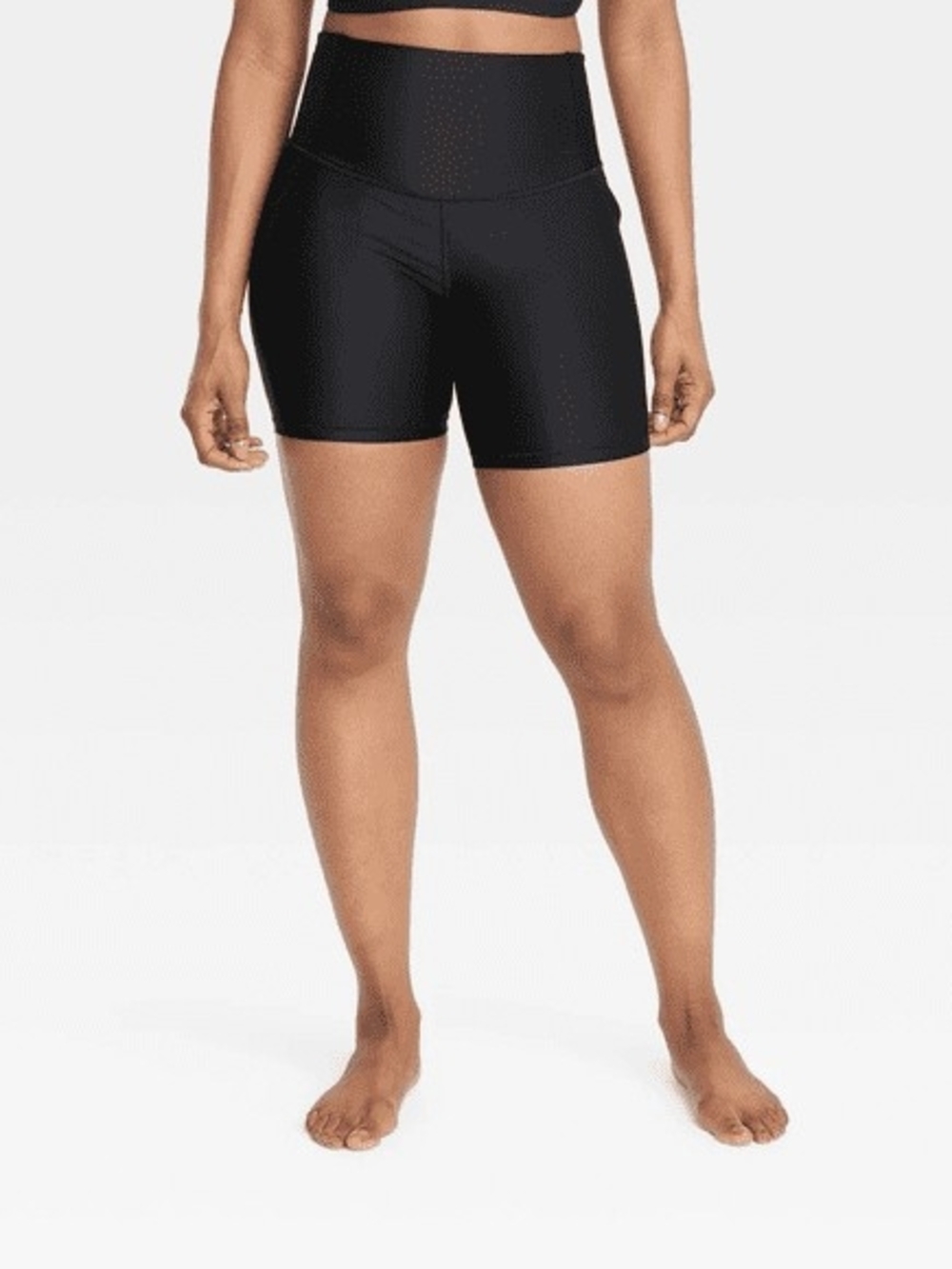 High-Waist Black Performance Bike Shorts